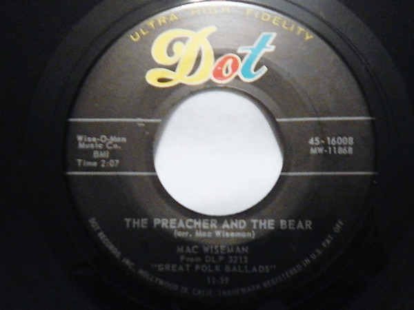 Single (Preacher and the Bear / When It’s Lamp Lightin’ Time in the Valley) cover